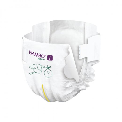 Bambo Nature Diapers, Size 1, 2-4 Kg, 22 Diapers, 2 Packs + Bambo Nature Wet Wipes, 80 Wipes