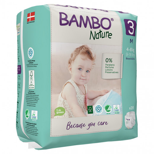 Bambo Nature Diapers Size 3 (4-8 Kg), 28 diapers