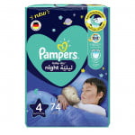 Pampers Baby Dry Night Diapers, Size 4, 10-15kg, 74 Diapers