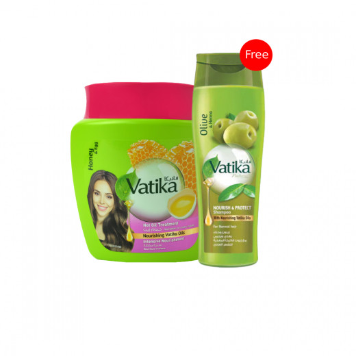 Vatika Intensive Nourishment Hot Oil Treatment, 1000 Gram + Olive & Henna Shampoo, 200 Ml Free