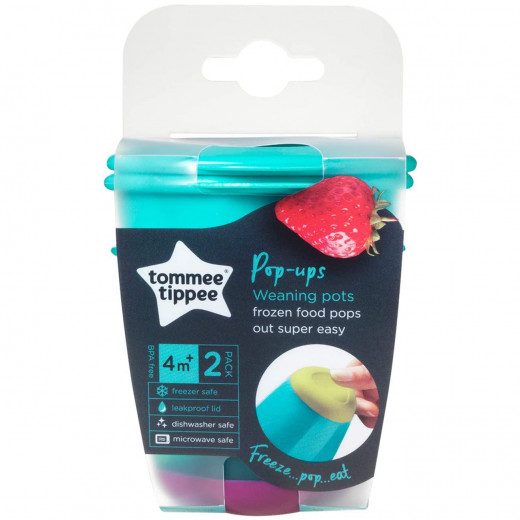 Tommee Tippee Weaning Pots +4 Months, 2 pack, Blue