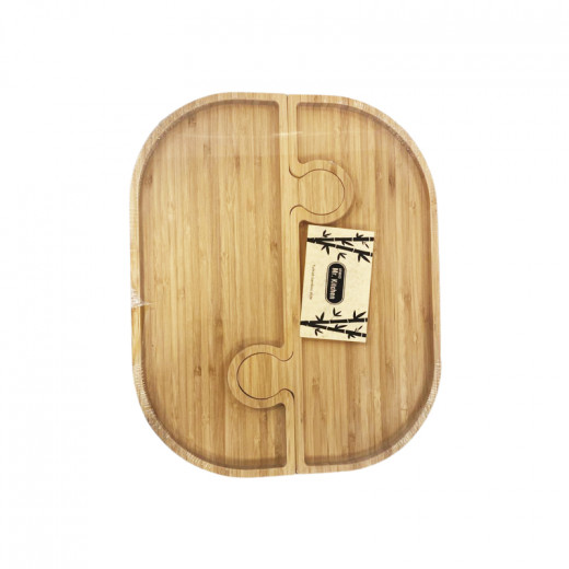 Bamboo Serving Plate, Rectangular Design, Two Section