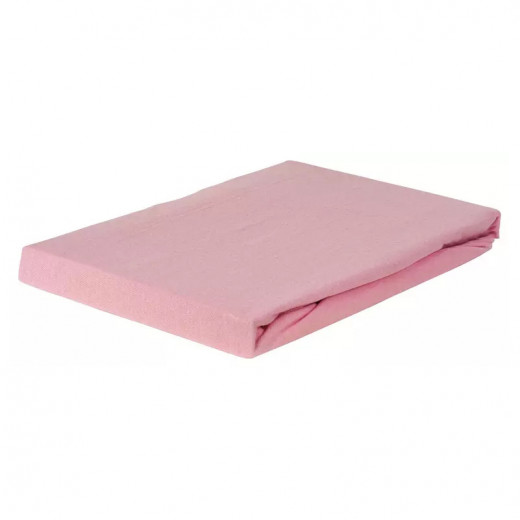 شرشف سرير مطاط  باللون الوردي 60*120 سم قطعتان