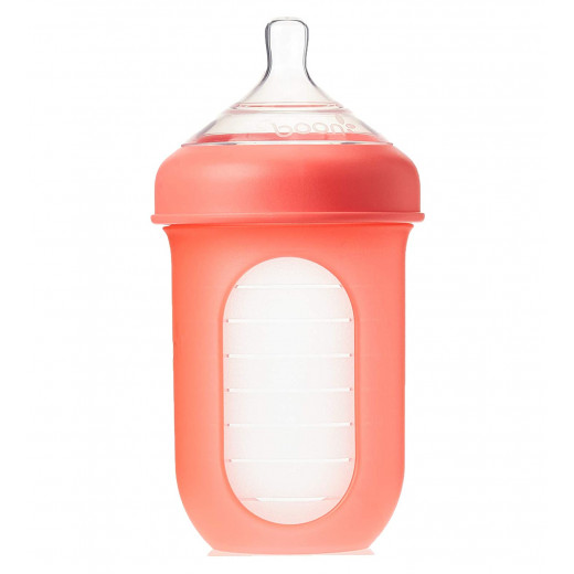 Boon Nursh Reusable Silicone Pouch Bottle, Air-free Feeding, 8 Ounce, Purple Color