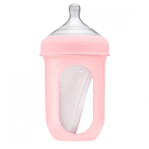 Boon Nursh Reusable Silicone Pouch Bottle, Air-free Feeding, 8 Ounce, Pink Color