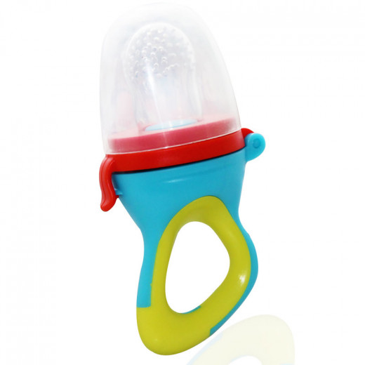 babyjem silicone tipped fruit vegetable feed ring blue and green