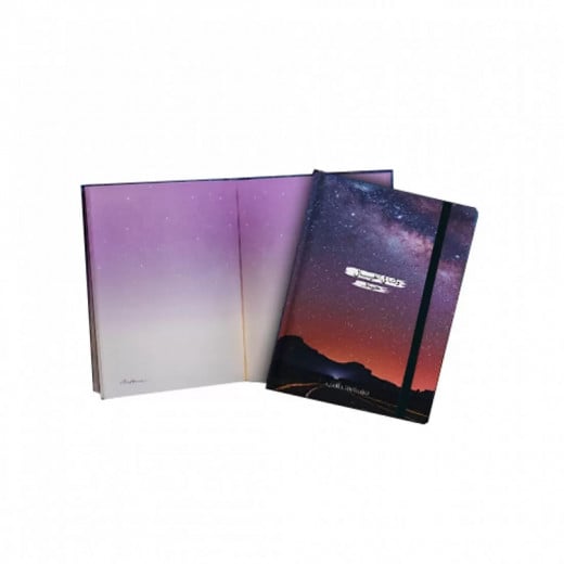 دفتر ملاحظات بتصميم غلاف الفضاء من مفكرة, مع مطاط, 20*15 سم, اللون النهدي