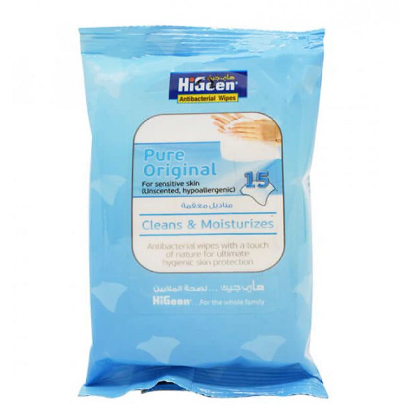 Higeen Antibacterial Wipes 15, Pure Original | Beauty | Health Care
