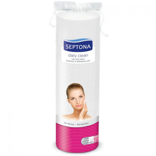 Septona Round Double-Faced Cotton Pads, 100 Pieces