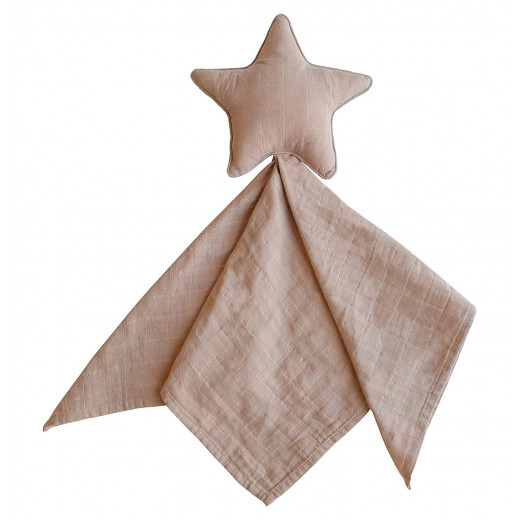 Mushie Security Cotton Baby Blanket, Star Design, Brown Color