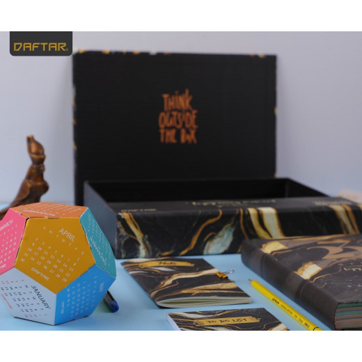 مجموعتين هدايا أجندة 2023, بتصميم رخامي بالأسود والذهبي + تصميم الورد من دفتر