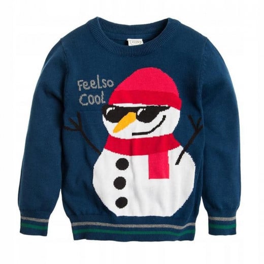 Cool Club Colorful Sweater, Snowman Design, Navy Blue Color
