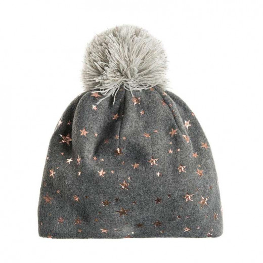 قبعة شتاء , باللون الرمادي, تصميم نجوم لامعة من كول كلوب
