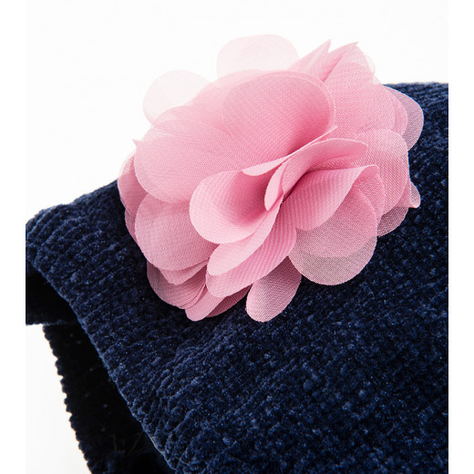 Cool Club Hollow Hat With Beautiful Knit Flower