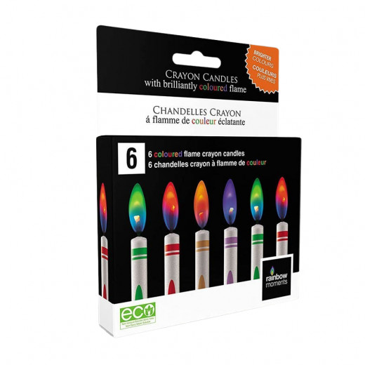 Rainbow Moment Crayon Color Flame Party Candles 6-pack