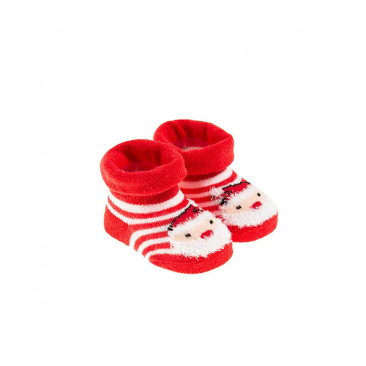 Cool Club Stripped Baby Socks, Santa Claus Design, Red Color