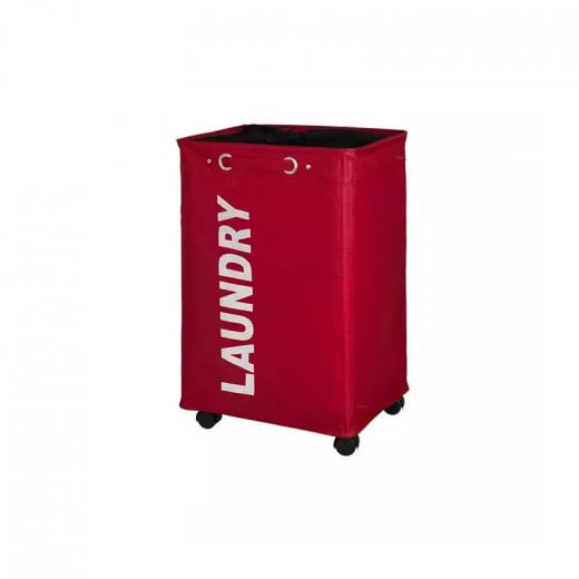 Weva Trolly Laundry Basket With Wheels, Red Color