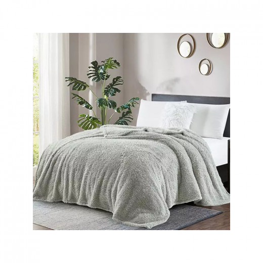 Nova Home Fur Fluffy Blanket - Single/Twin- Ivory - Grey