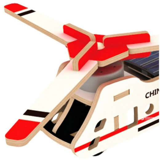 Robotime Puzzle wooden toy plane, CH47 with solar cell