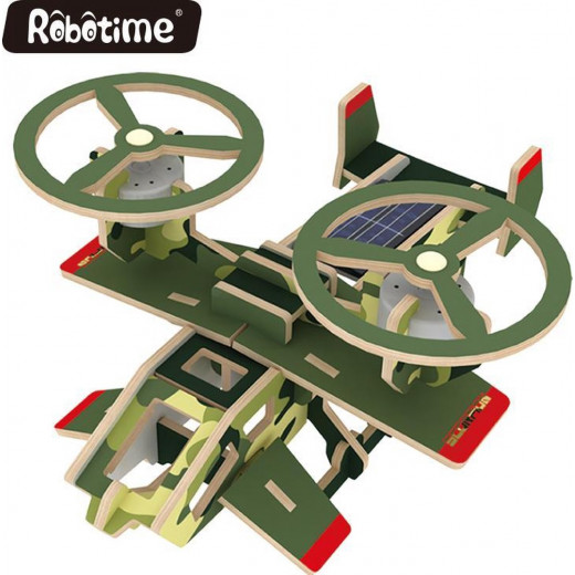 Robotime Puzzle wooden toy plane, P350S with solar cell