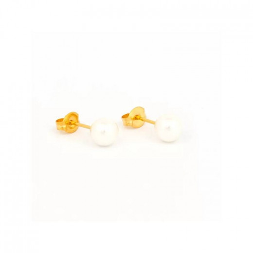 Studex Earrings White Pearl 24K Pure Gold Plated, 6 Mm