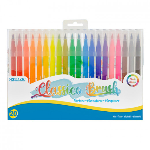 أقلام تلوين فرشاة بازيك 20 لونًا