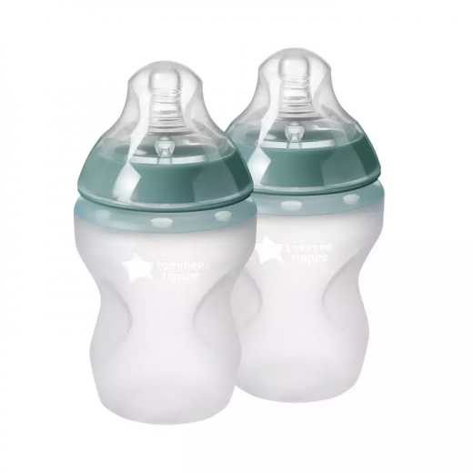 Tommee Tippee Closer To Nature Soft Feel Silicone Baby Bottles, 260 Ml, 2 Pieces