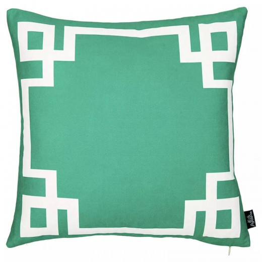 Nova Home Geometric Story Printed Cushion Cover, Green Color, 45x45 Cm