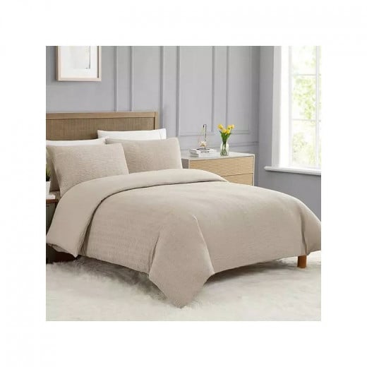 Nova Home Crinkled Comforter Single /Twin Single, Sand Color ,3 Pieces
