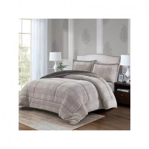 Nova Home Sketch Winter Printed Flannel Comforter Set - Single/Twin  - Grey  3 Pcs