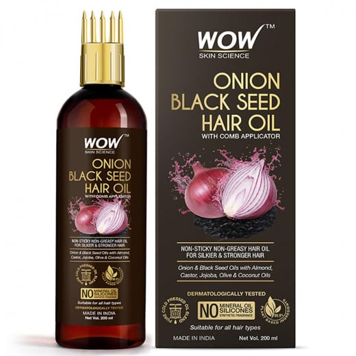 Wow Skin Science Onion Black Seed Hair Oil with Comb, 200ml