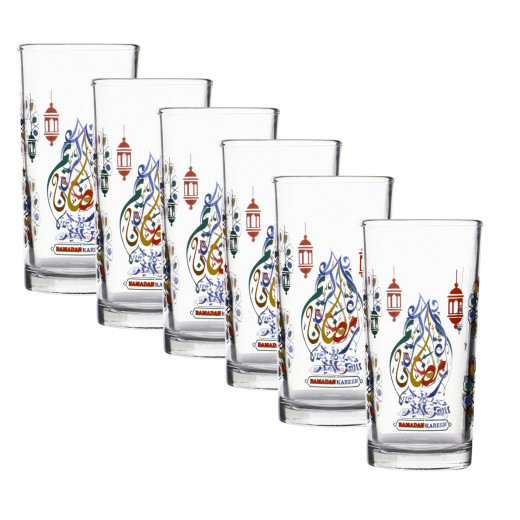 اكواب رمضان الزجاجية للشرب, 6 قطع