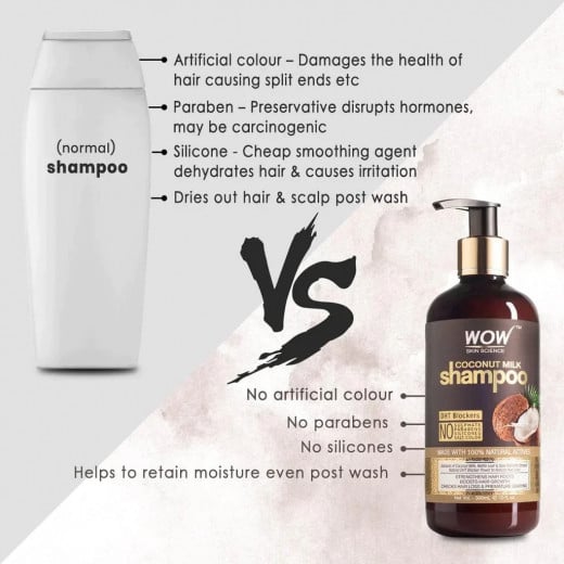 Wow Skin Science Coconut Milk Shampoo, 300ml