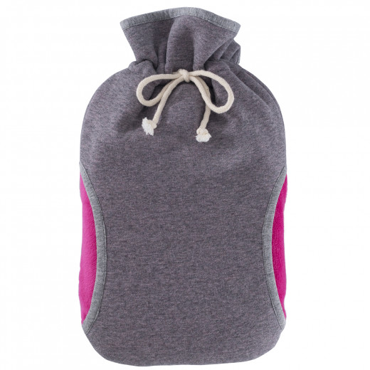 Hugo Frosch Eco Hot Water Bottle With Muff, Gray & Pink Color