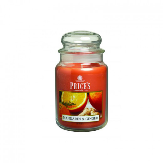 Price's Large Scented Candle Jar With Lid, Mandarin & Ginger
