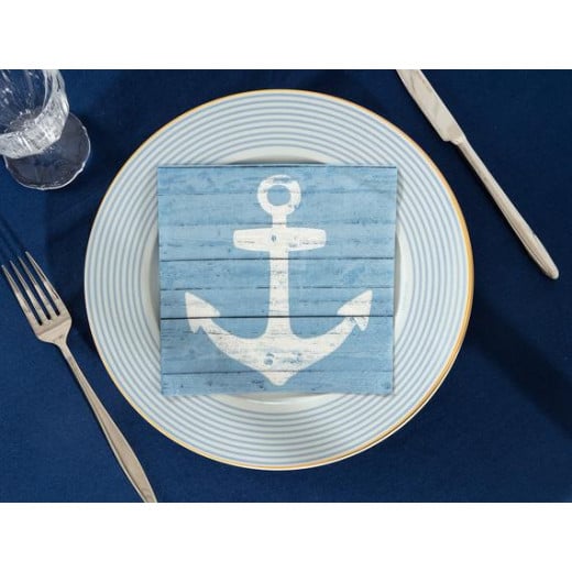 Madame Coco Square Anchor Sign Blue Patterned Napkin