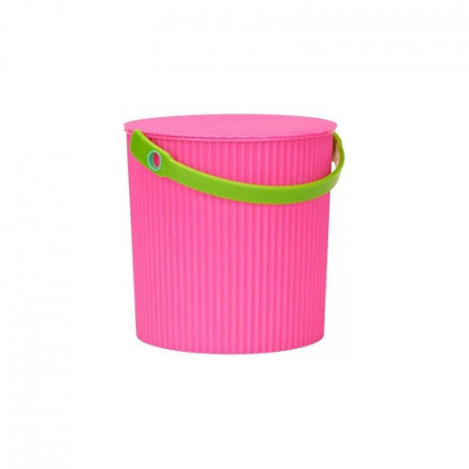 Parex Rainbow Round Mini Storage Bucket, Pink and Green