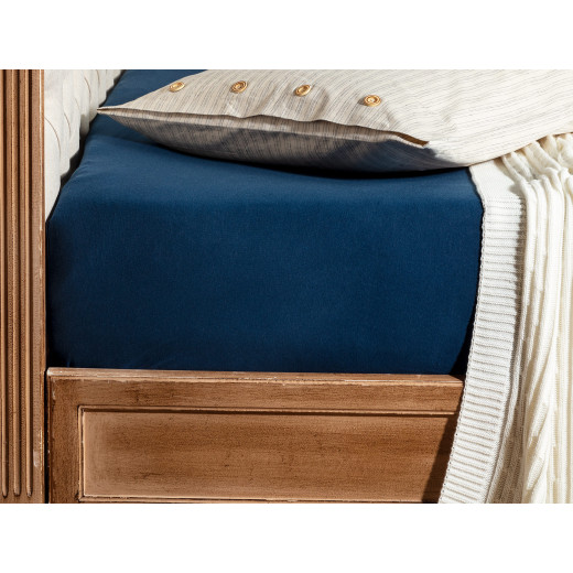 شرشف سرير مقاس مفرد من فاليريا - باللون الازرق الغامق, 120*200 من مدام كوكو