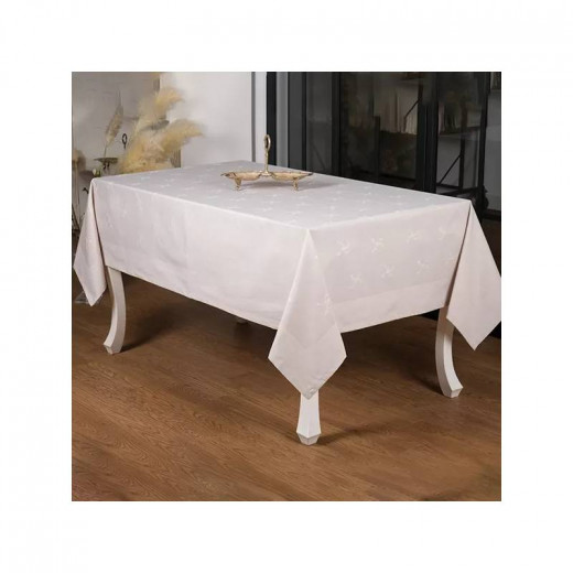 Nova Home Rana Table Cloth, Poly Cotton, Light Beige Color, 160*220 Cm