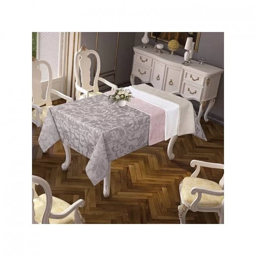 Nova Home Sketched Table Cloth, Poly Cotton, Grey Color, 160*270 Cm