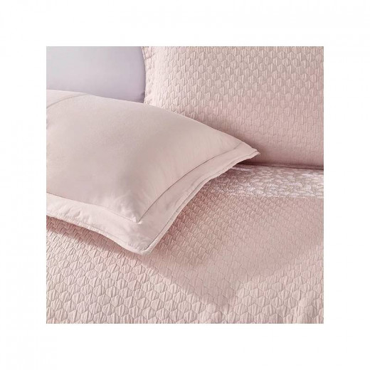 Nova Home Chervil Jacquard Bed Spread Set, Poly Cotton, Pink Color, Twin Size