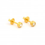 Studex Gold Plated Mini Bezel April Crystal Sterilized Ear Studs