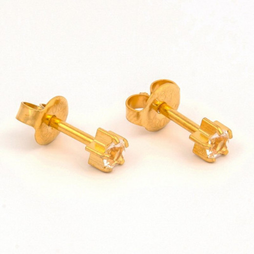 Studex Gold Plated Large Tiffany Apr Crystal Sterilized Ear Studs