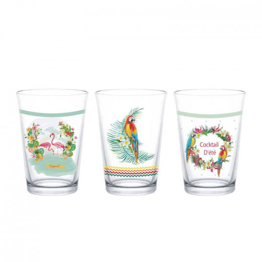 Madame Coco Tropical Water Glass Set, 3 Pieces