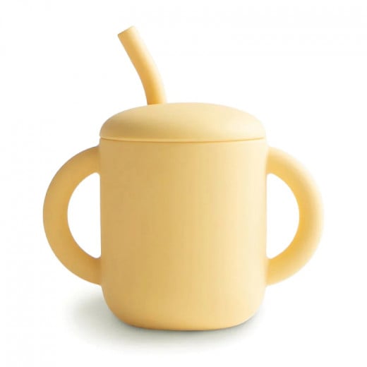 Mushie Silicone Training Cup + Straw, Yellow Color
