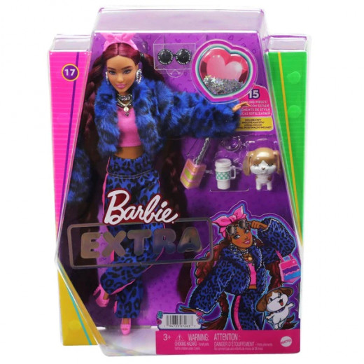 Barbie Extra Fashion Doll With Blue Leopard Track Suit