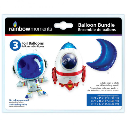 Rainbow Moments Foil Balloon Set, Space Design