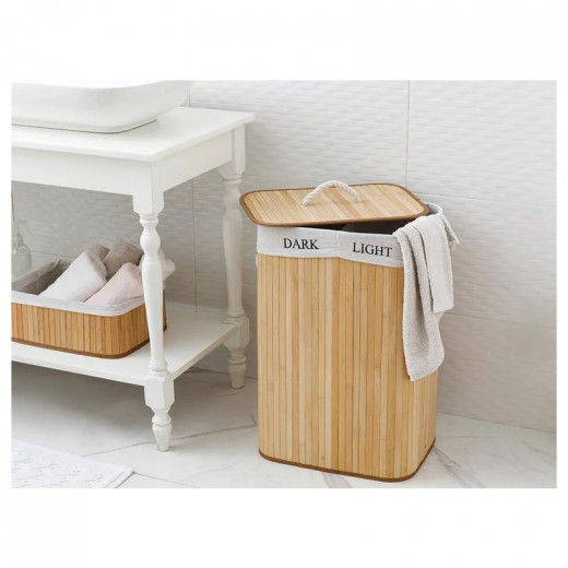 English Home Fancy Bamboo Laundry Basket, Beige Color, 40*30*60 Cm