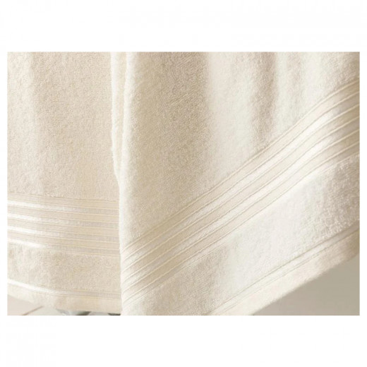 English Home Romantic Stripe Flush Bath Towel, Light Beige Color, 50*85 + 70*150 Cm, 2 Pieces