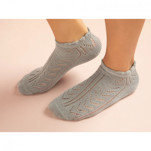 English Home Jade Cotton Women Ankle Socks, Grey